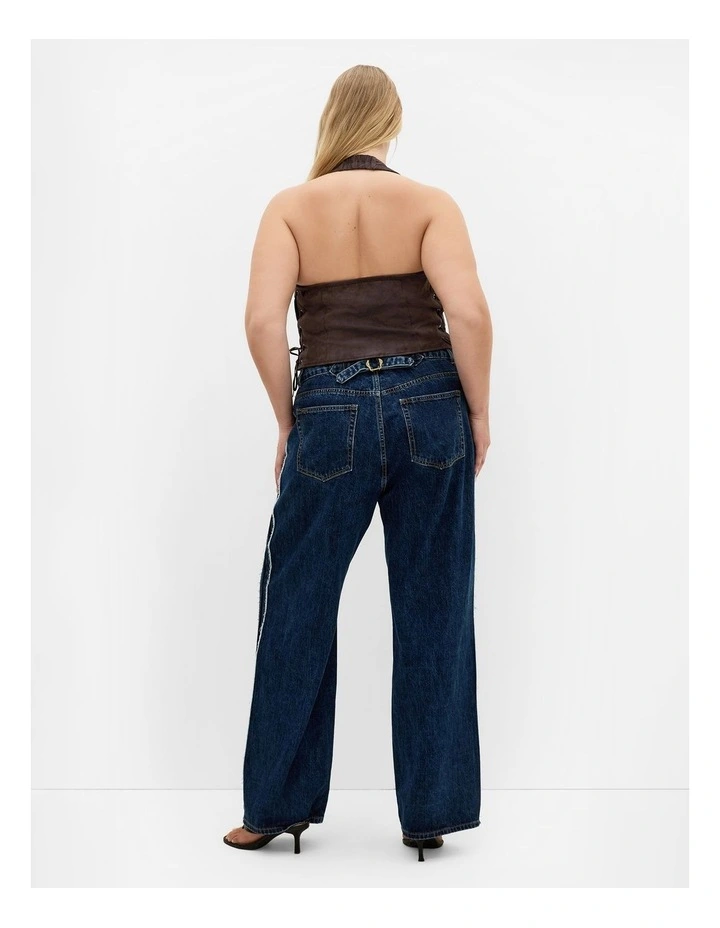 Plus Size Harlow Sueded Halter Zip Top in Espresso image 2
