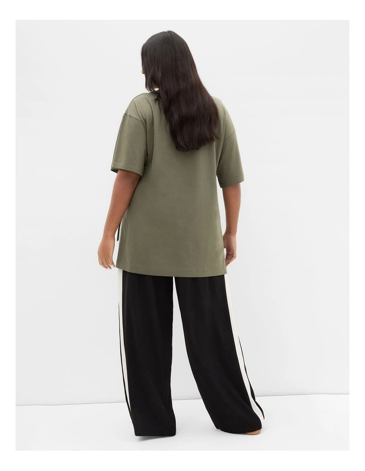 Plus Size Oversized Split Tee in Khaki image 2