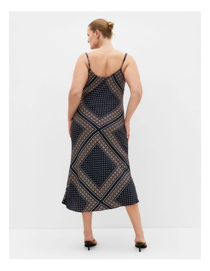 Plus Size Sadie Boho Print Slip Dress in Black image 2