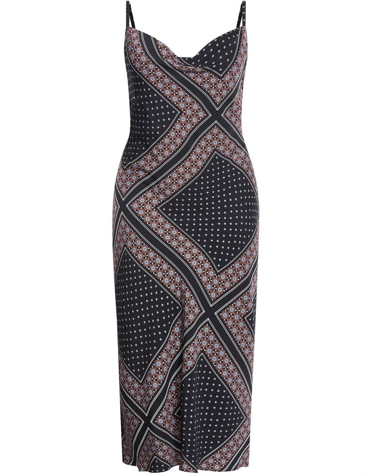 Plus Size Sadie Boho Print Slip Dress in Black image 3