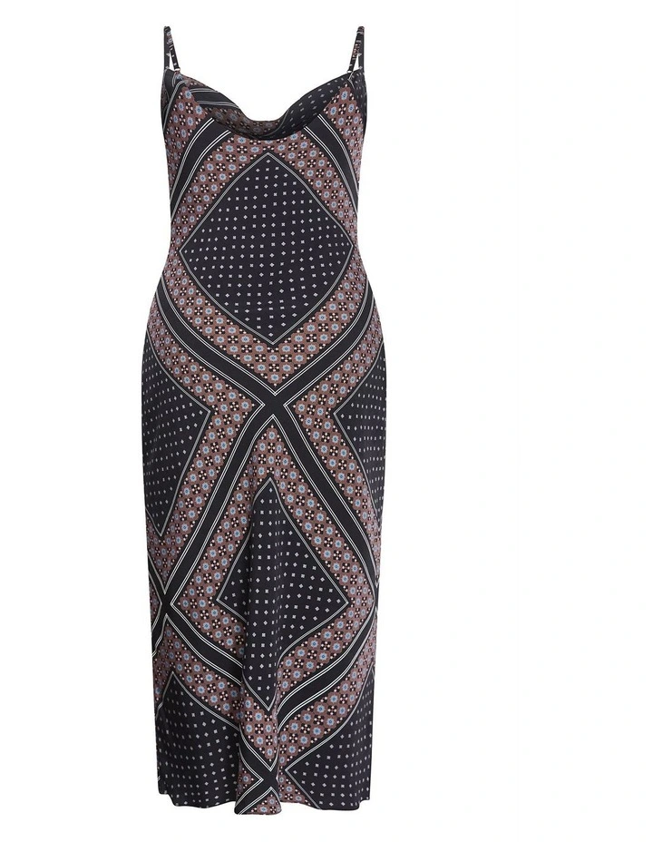 Plus Size Sadie Boho Print Slip Dress in Black image 4