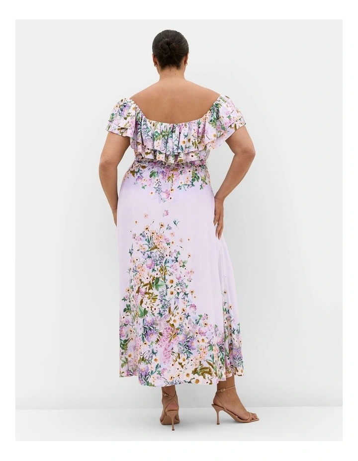 Plus Size Garden Party Off Shoulder Maxi Dress in Lilac image 2