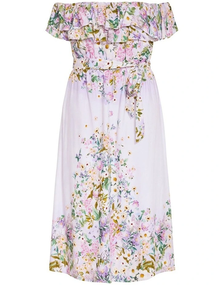 Plus Size Garden Party Off Shoulder Maxi Dress in Lilac image 3