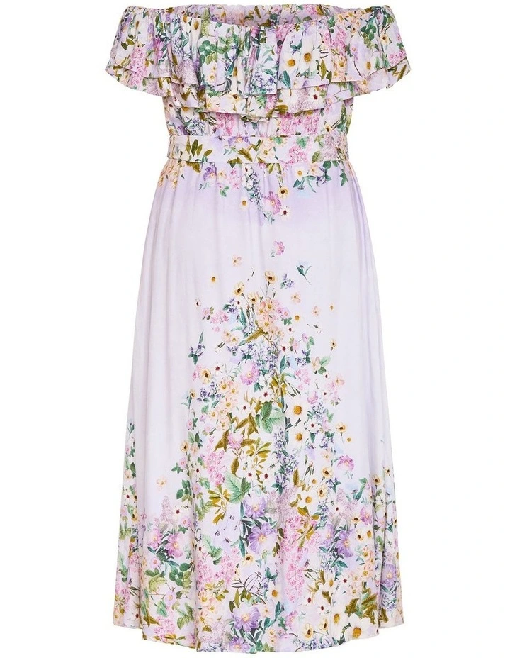 Plus Size Garden Party Off Shoulder Maxi Dress in Lilac image 4