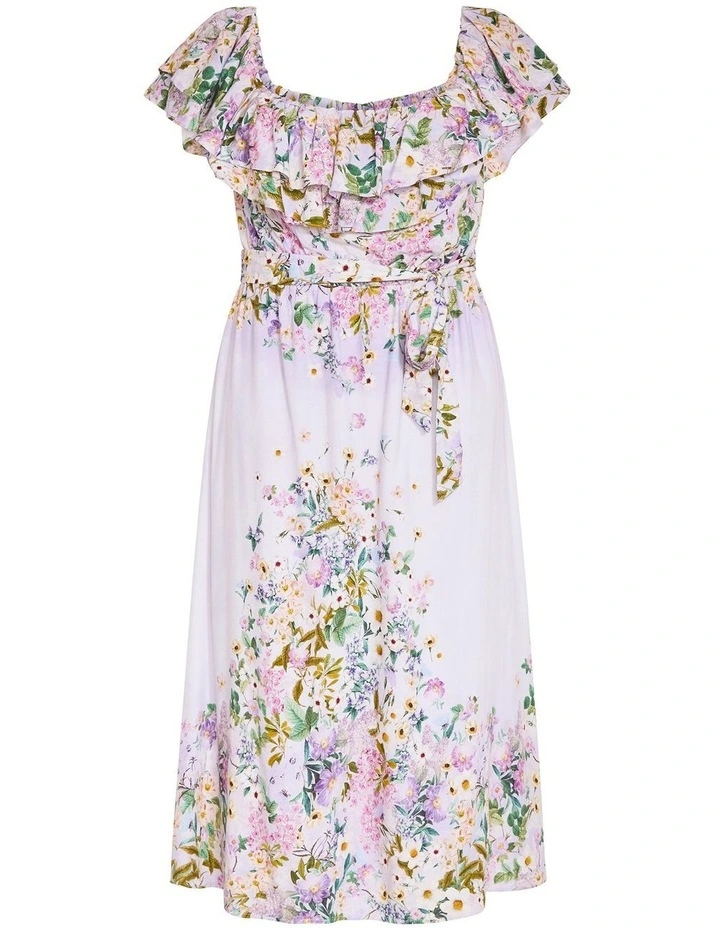 Plus Size Garden Party Off Shoulder Maxi Dress in Lilac image 5