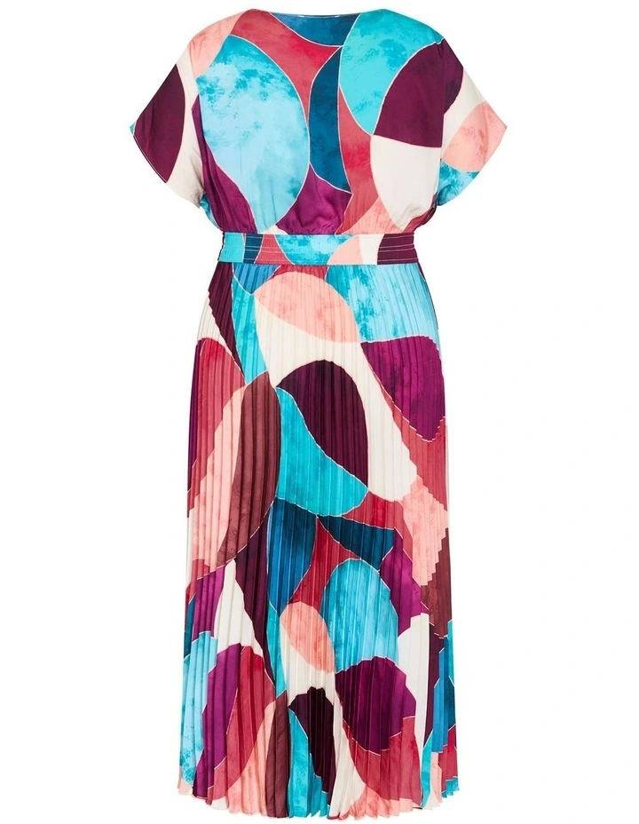 Plus Size Elia Geo Print Pleat Dress in Purple Multi image 4