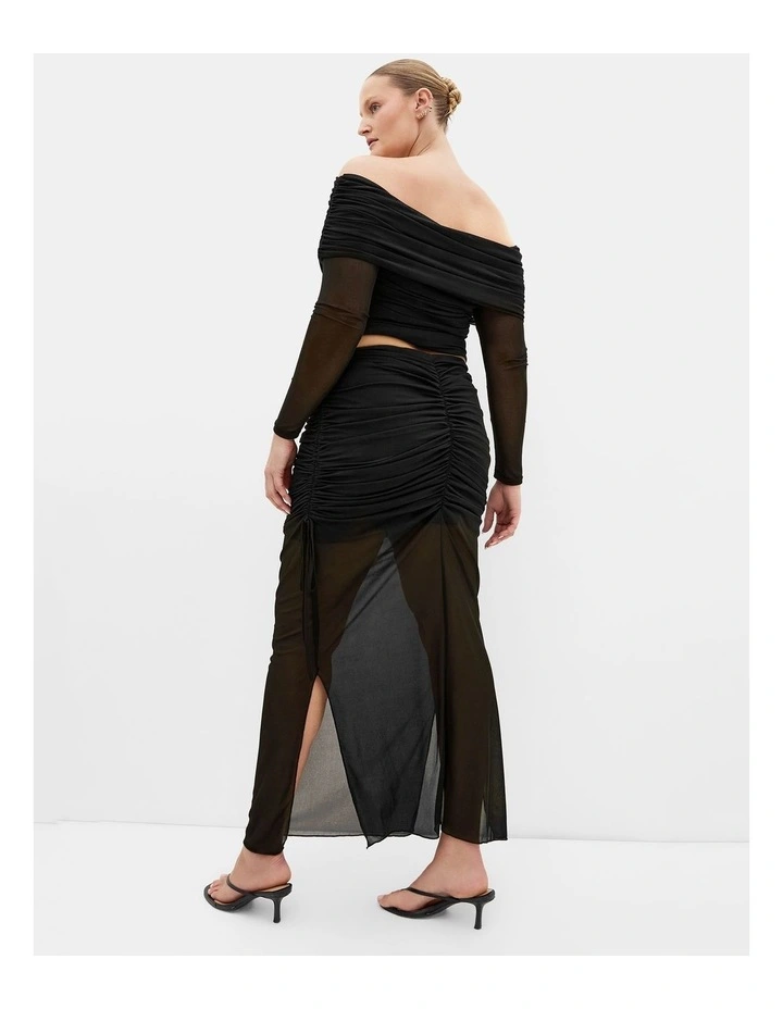 Plus Size Shelly Side Tie Mesh Skirt in Black image 2