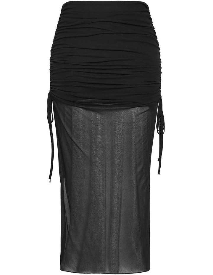 Plus Size Shelly Side Tie Mesh Skirt in Black image 3