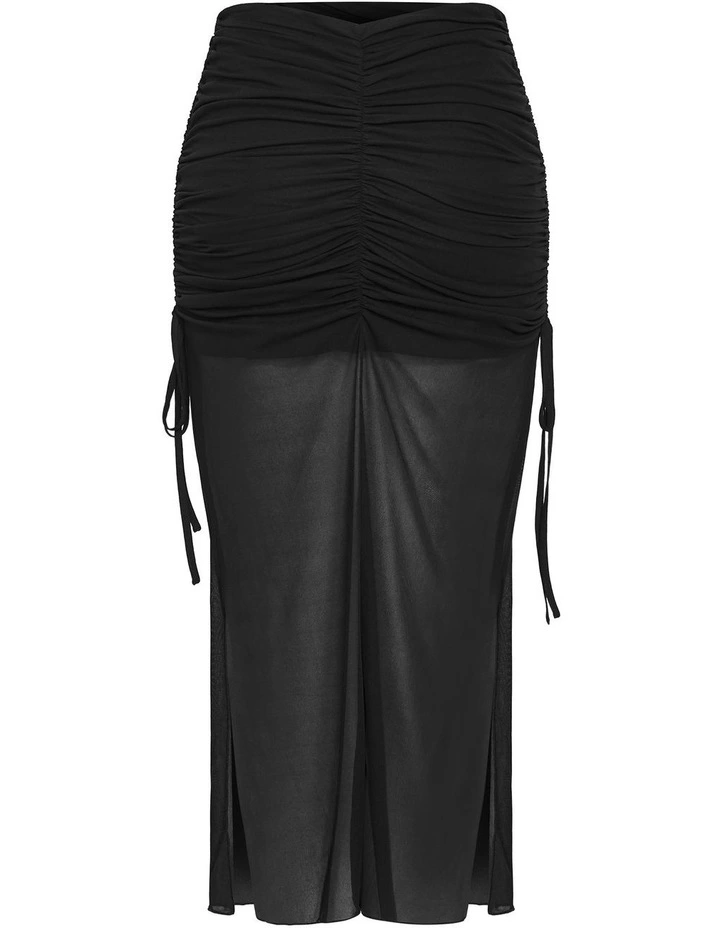 Plus Size Shelly Side Tie Mesh Skirt in Black image 4