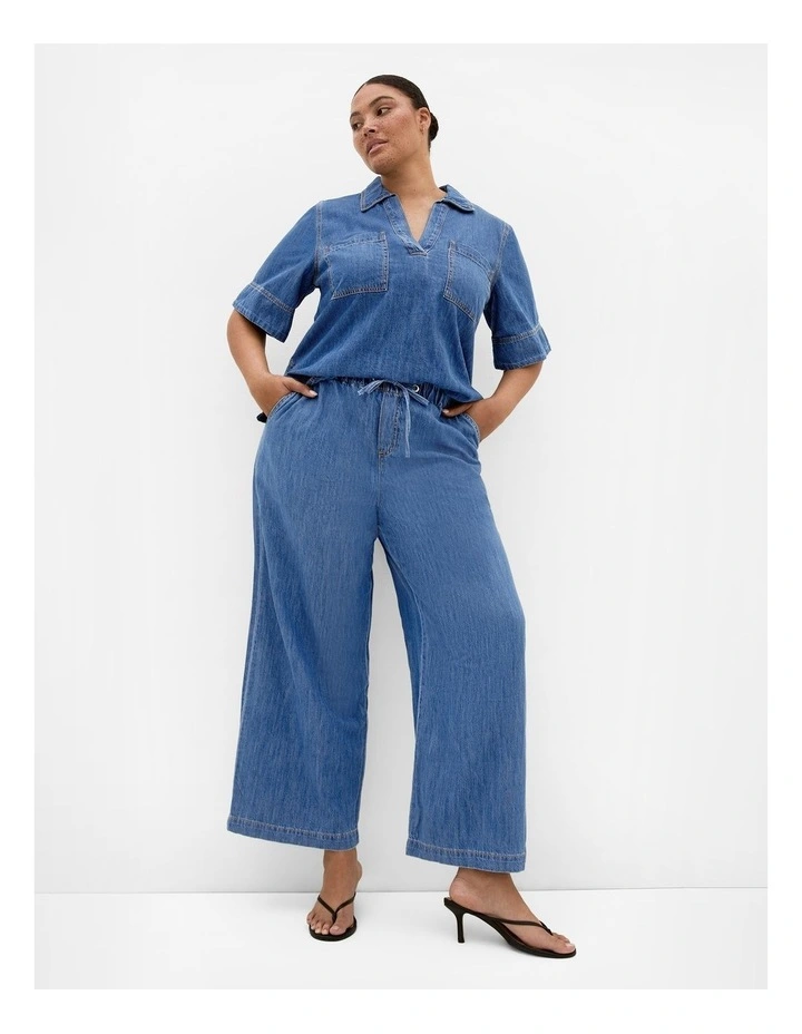 Plus Size Tiana Cotton Denim Pant in Light Wash image 1