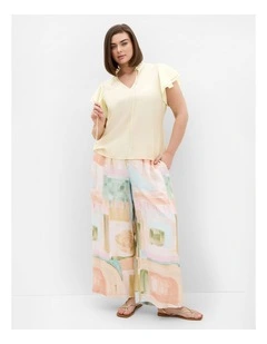 Plus Size Dakota Flutter Sleeve Top in Lemon Sorbet