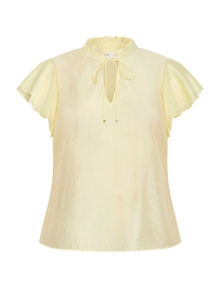 Plus Size Dakota Flutter Sleeve Top in Lemon Sorbet image 3