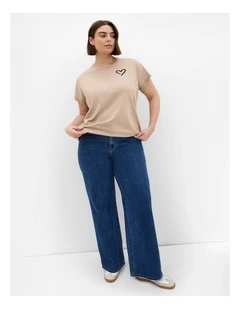 Plus Size Davina Cotton Tee in Stone