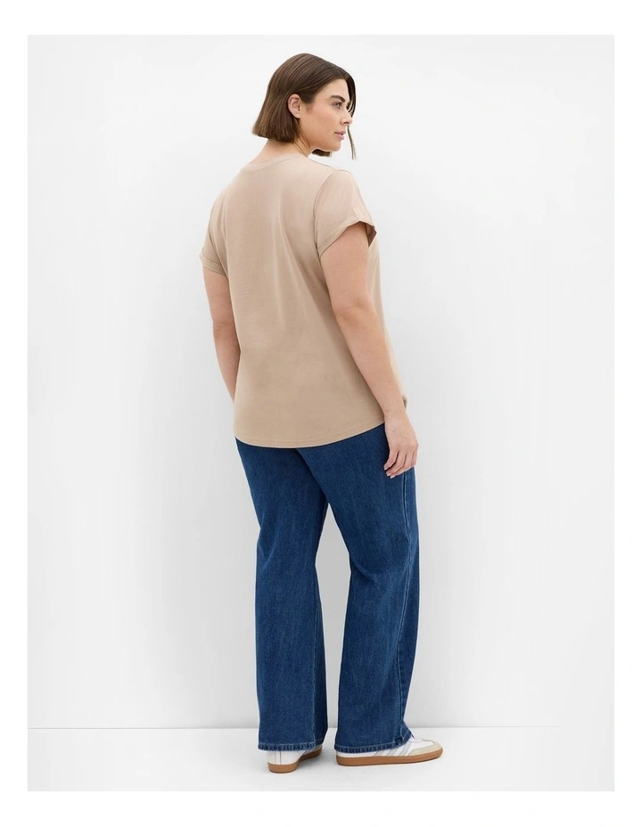 Plus Size Davina Cotton Tee in Stone image 2