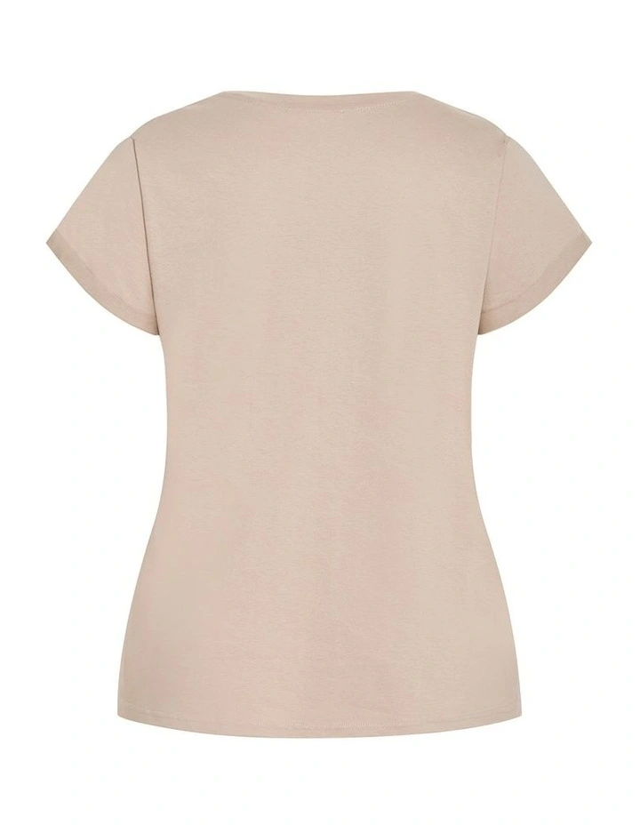 Plus Size Davina Cotton Tee in Stone image 4