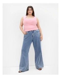 Plus Size Milly Square Neck Tank in Heavenly Pink