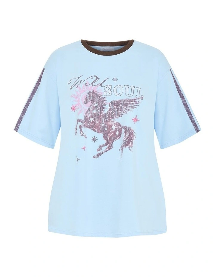 Plus Size Wild Pegasus Cotton Tee in Blue image 3