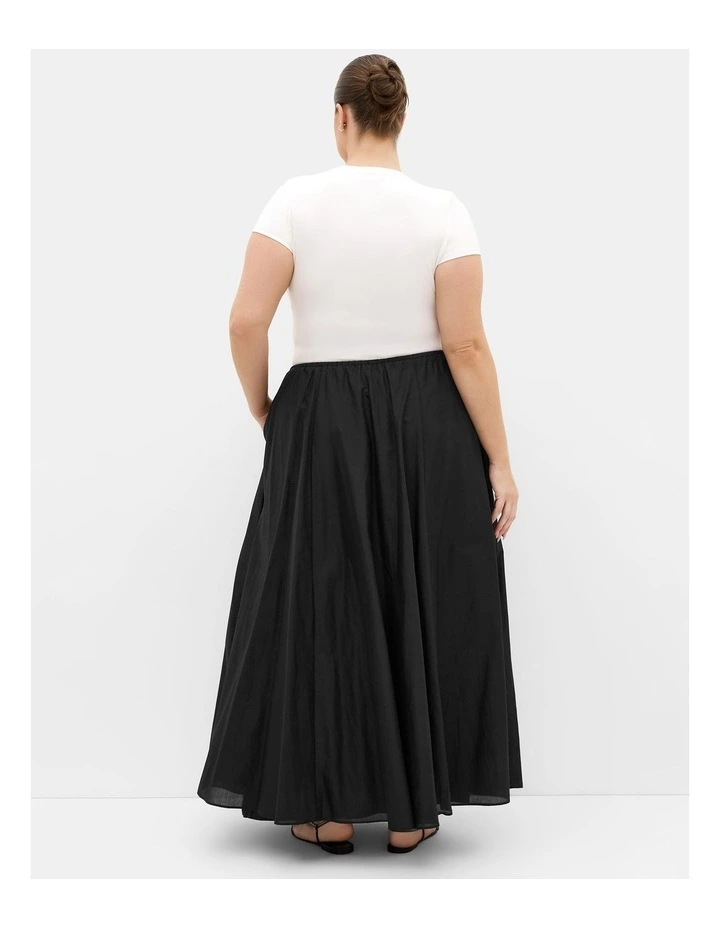 Plus Size Elissia Drawstring Cotton Maxi Skirt in Black image 2
