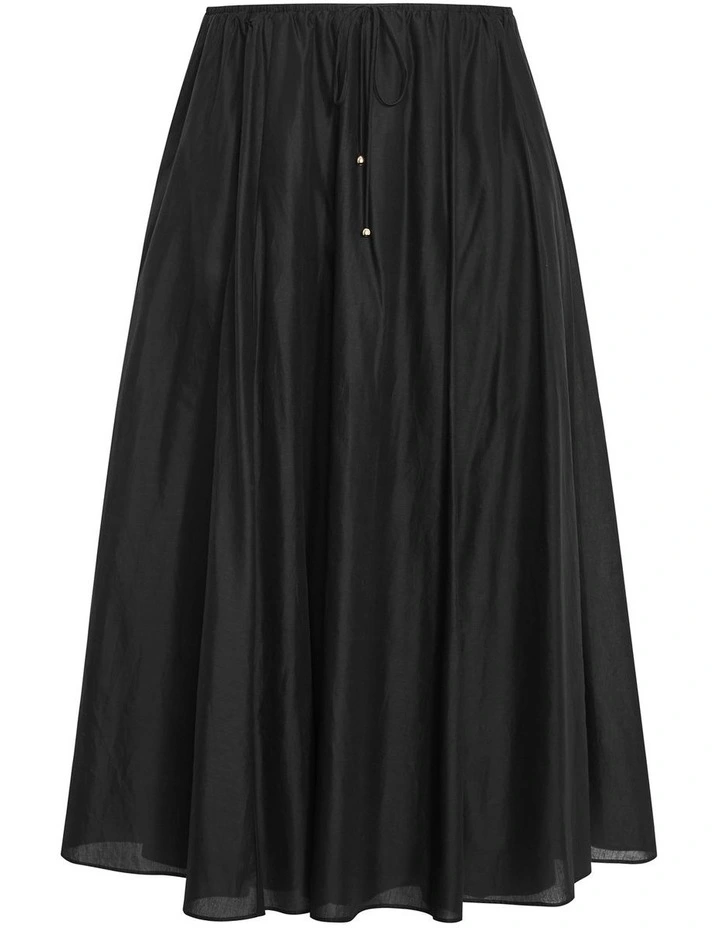 Plus Size Elissia Drawstring Cotton Maxi Skirt in Black image 4