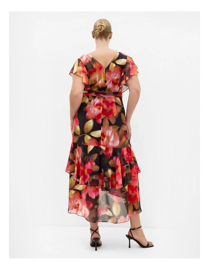 Plus Size Demure Floral Maxi Dress in Scarlet Red image 2