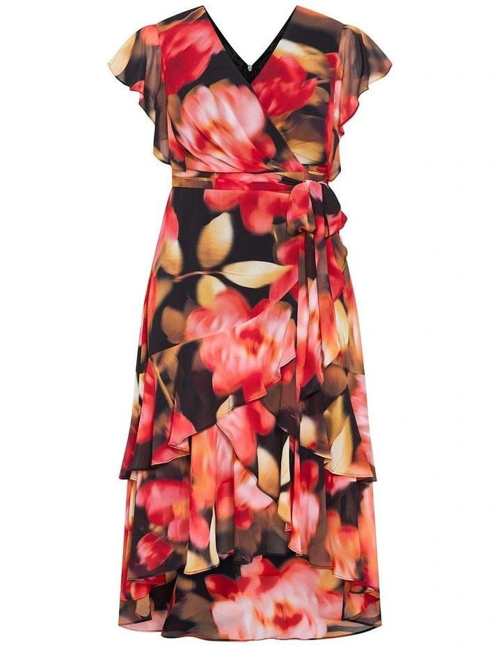 Plus Size Demure Floral Maxi Dress in Scarlet Red image 3