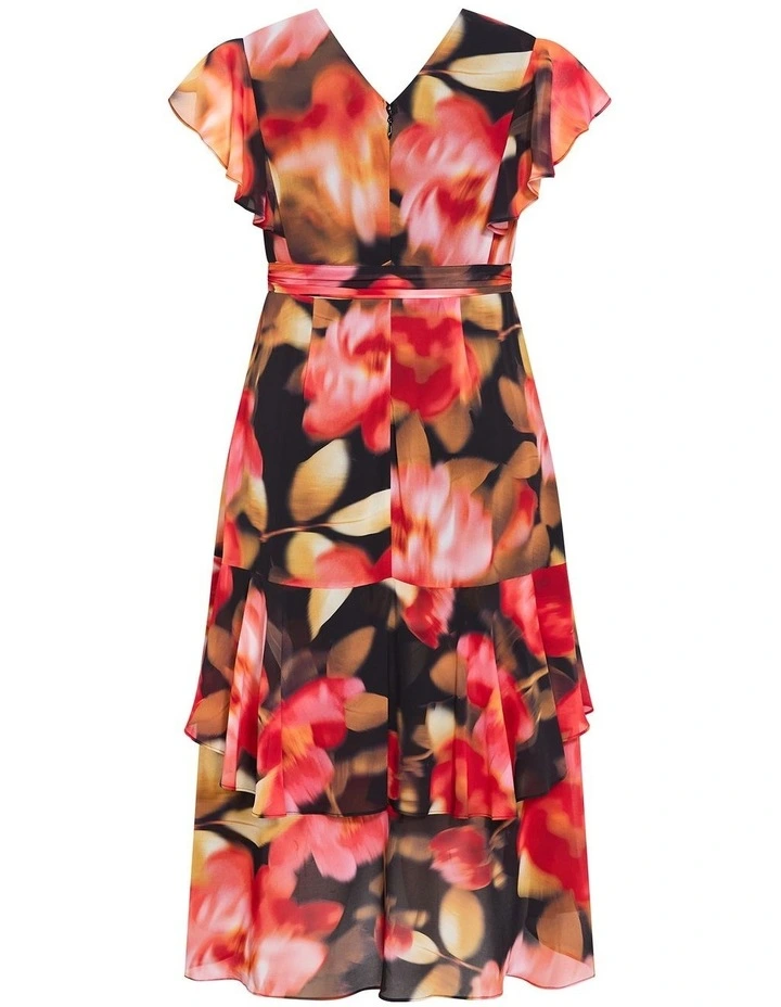 Plus Size Demure Floral Maxi Dress in Scarlet Red image 4