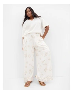 Plus Size Alessia Border Print Pant in Ivory