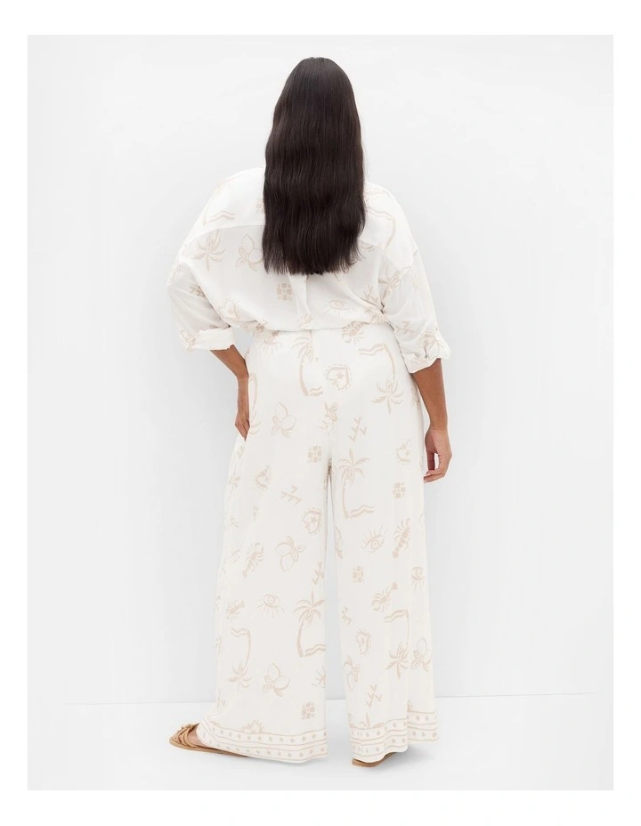 Plus Size Alessia Border Print Pant in Ivory image 2