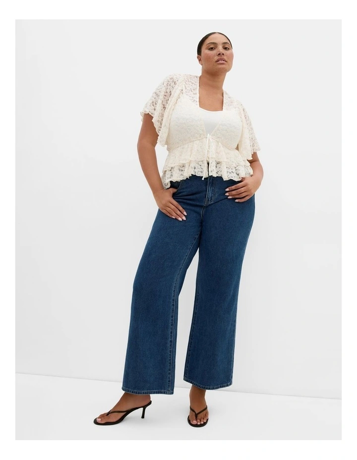 Plus Size Lily Lace Top in Creme image 1