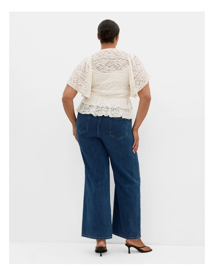 Plus Size Lily Lace Top in Creme image 2