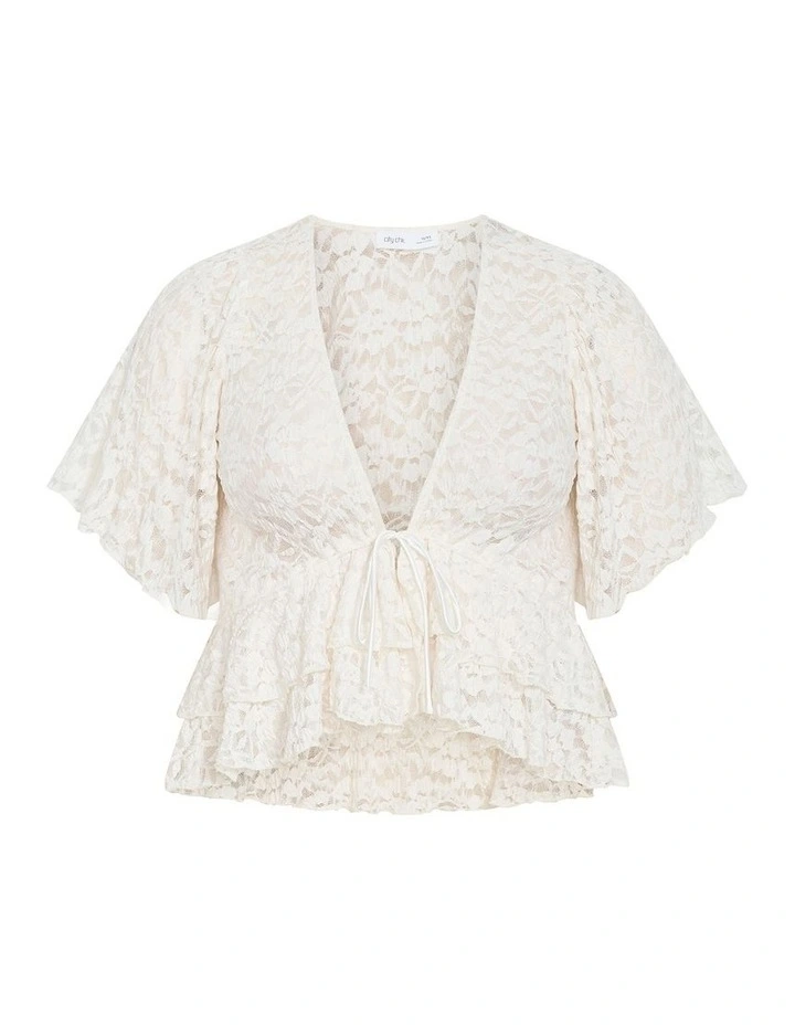 Plus Size Lily Lace Top in Creme image 3