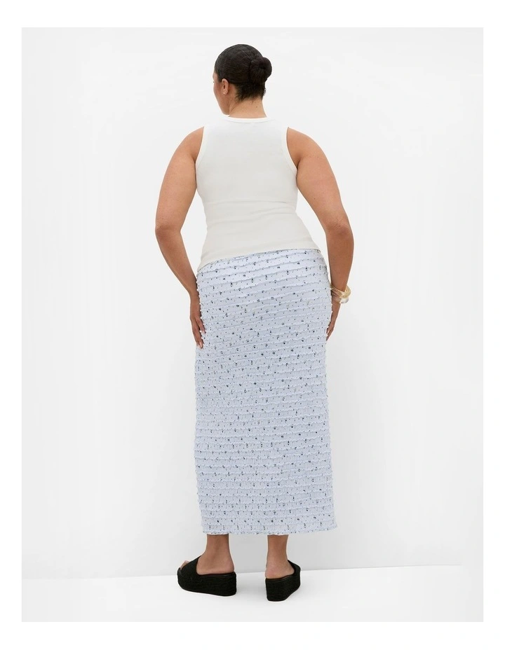 Plus Size Sheree Ditsy Print Ruched Skirt in Sky Blue image 2