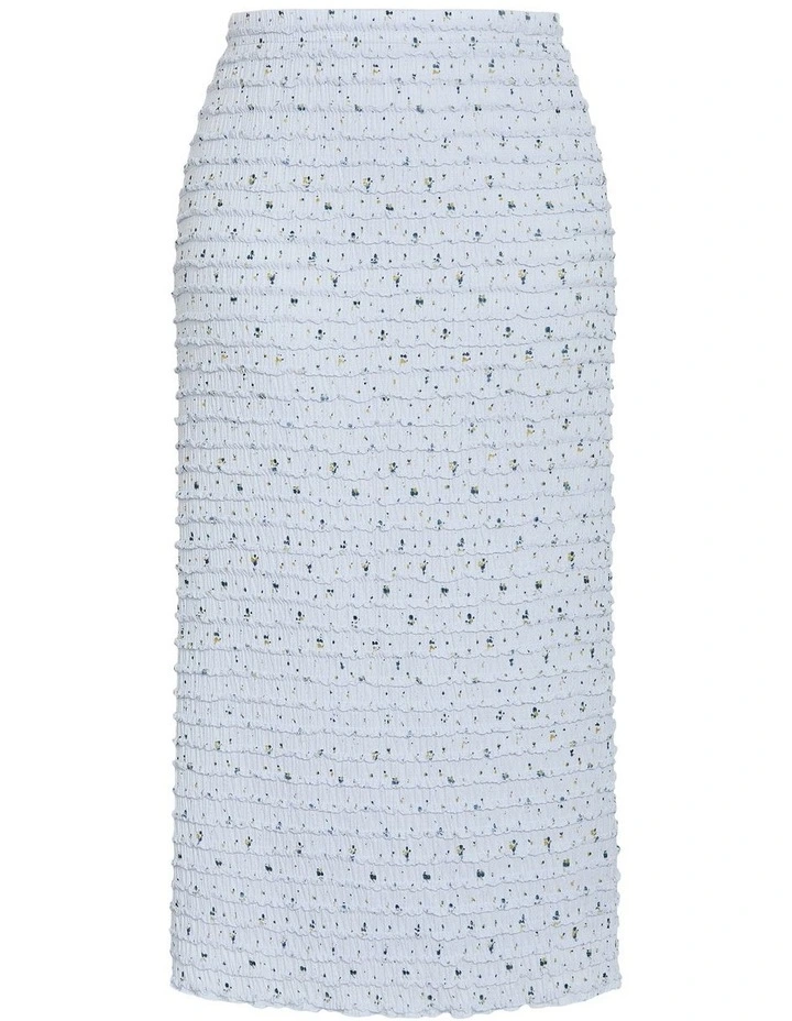 Plus Size Sheree Ditsy Print Ruched Skirt in Sky Blue image 4