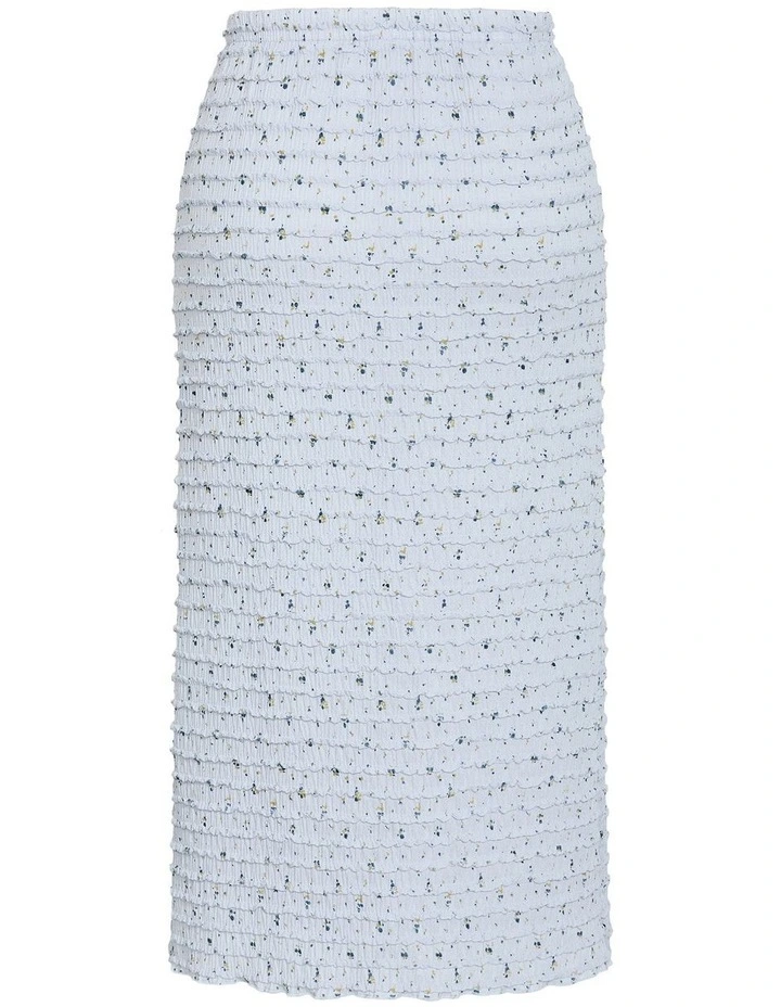 Plus Size Sheree Ditsy Print Ruched Skirt in Sky Blue image 5