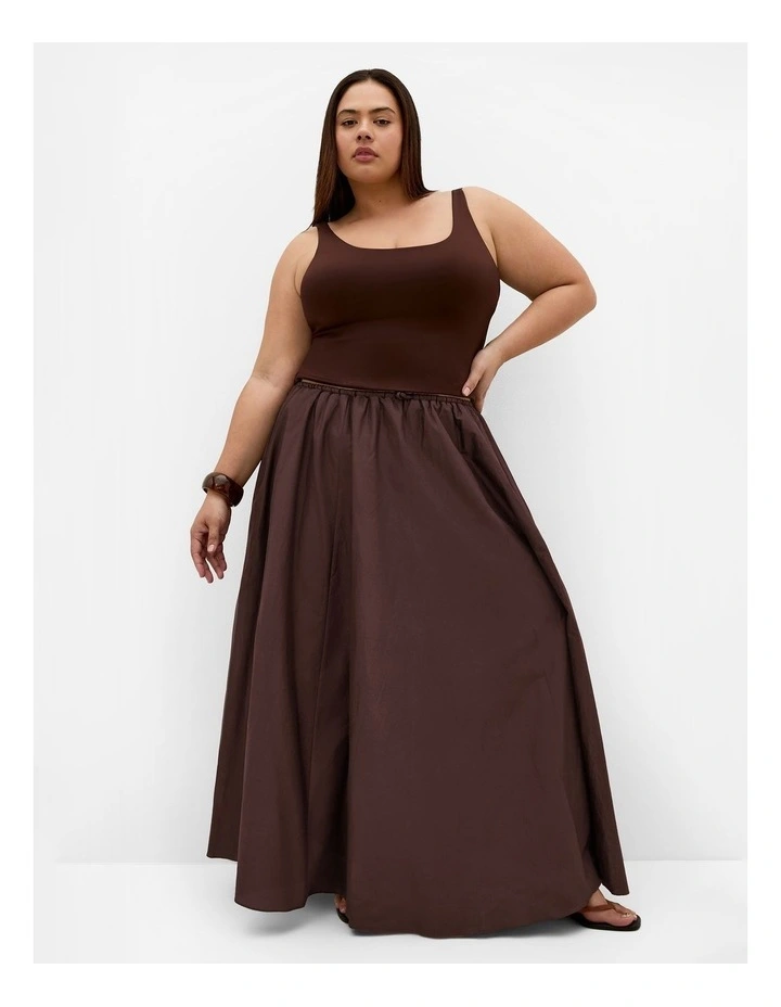 Plus Size Elissia Cotton Maxi Skirt in Dark Chocolate image 1
