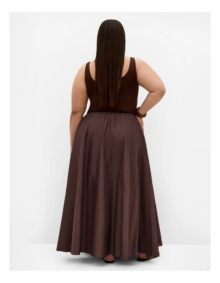 Plus Size Elissia Cotton Maxi Skirt in Dark Chocolate image 2