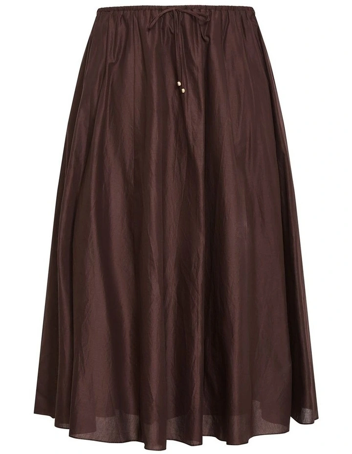 Plus Size Elissia Cotton Maxi Skirt in Dark Chocolate image 3