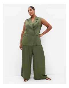 Plus Size Rylie Satin Vest in Olive