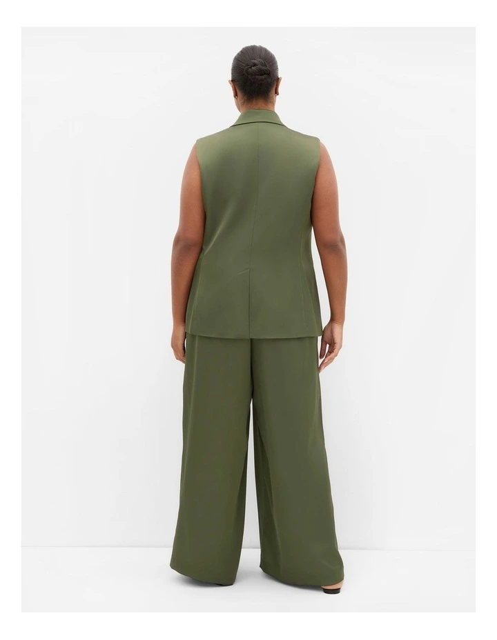 Plus Size Rylie Satin Vest in Olive image 2