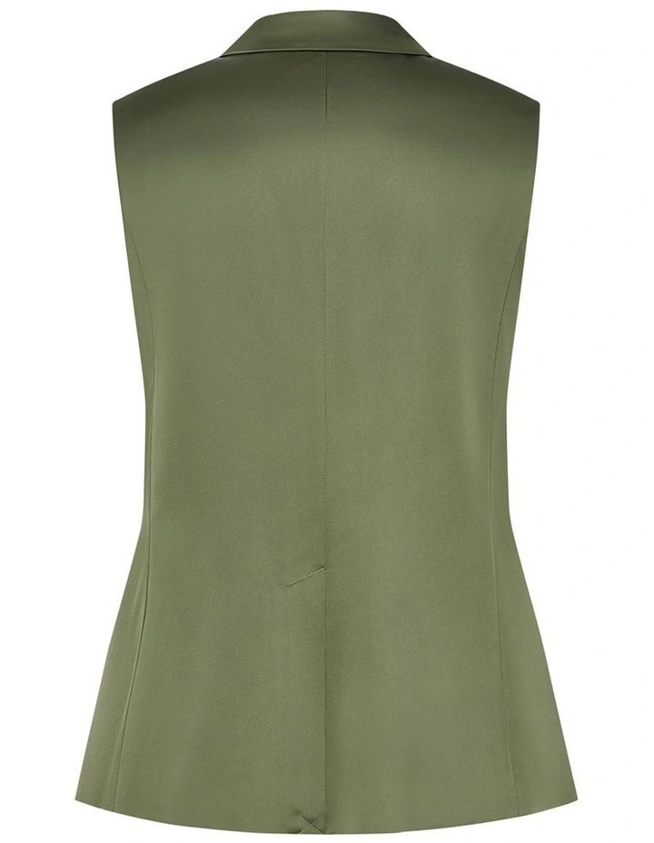 Plus Size Rylie Satin Vest in Olive image 4