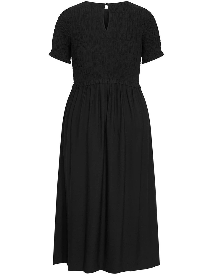 Plus Size Erika Shirred Bodice Dress in Black image 4