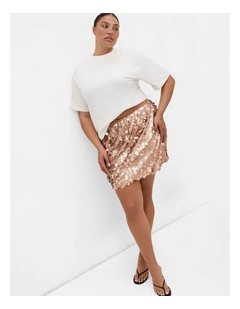 Plus Size Adorn Sequin Mini Skirt in Bronze