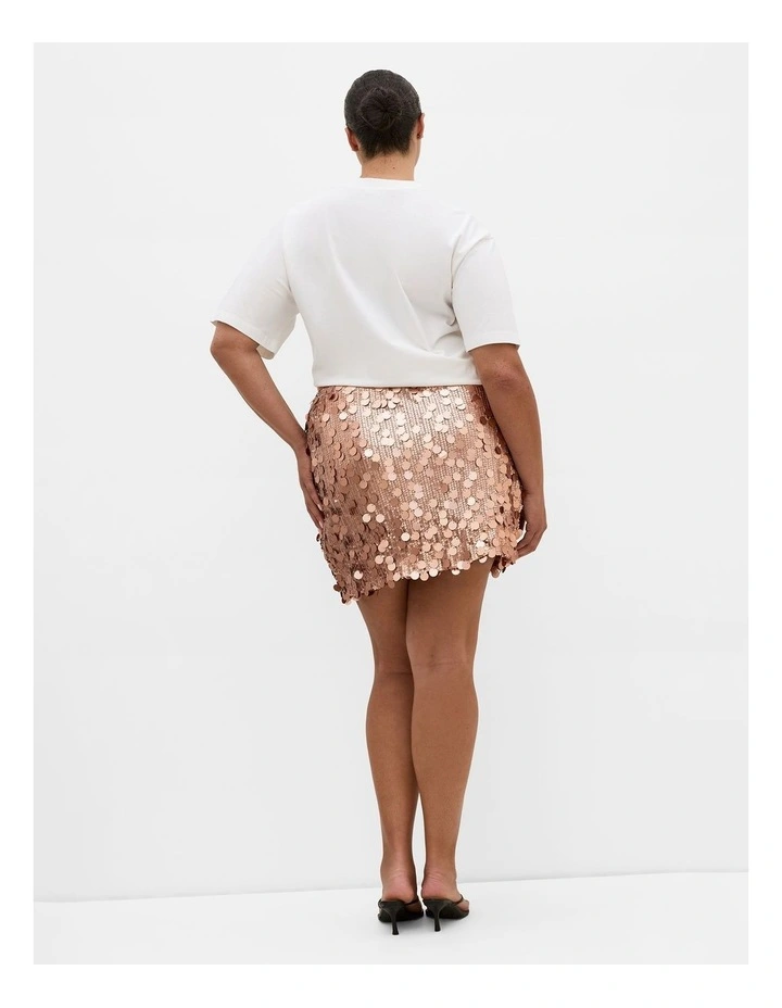Plus Size Adorn Sequin Mini Skirt in Bronze image 2