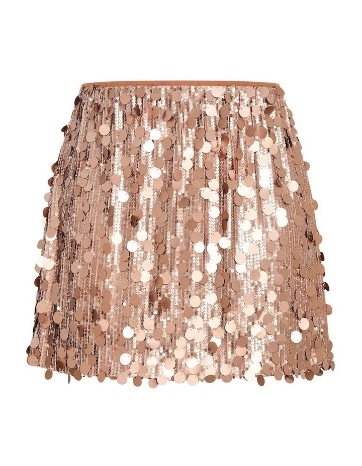 Plus Size Adorn Sequin Mini Skirt in Bronze image 3