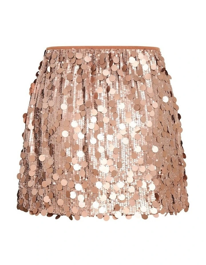 Plus Size Adorn Sequin Mini Skirt in Bronze image 4