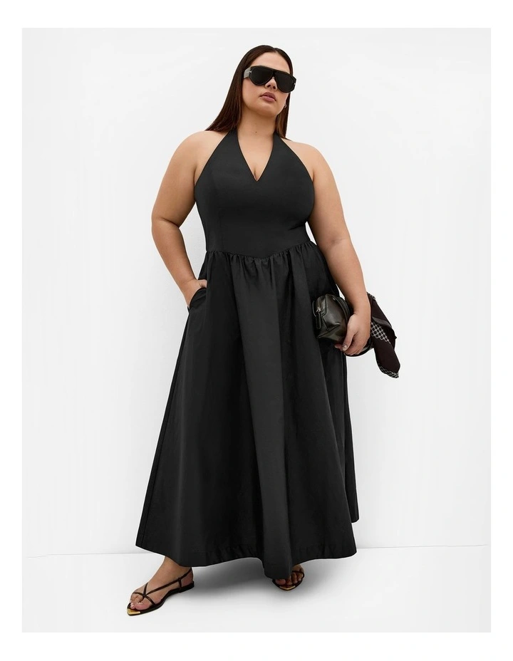 Plus Size Roza Halter Maxi Dress in Black image 1