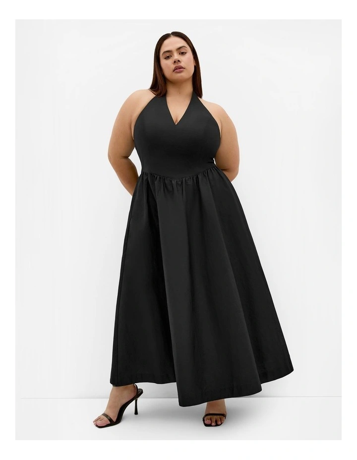 Plus Size Roza Halter Maxi Dress in Black image 3