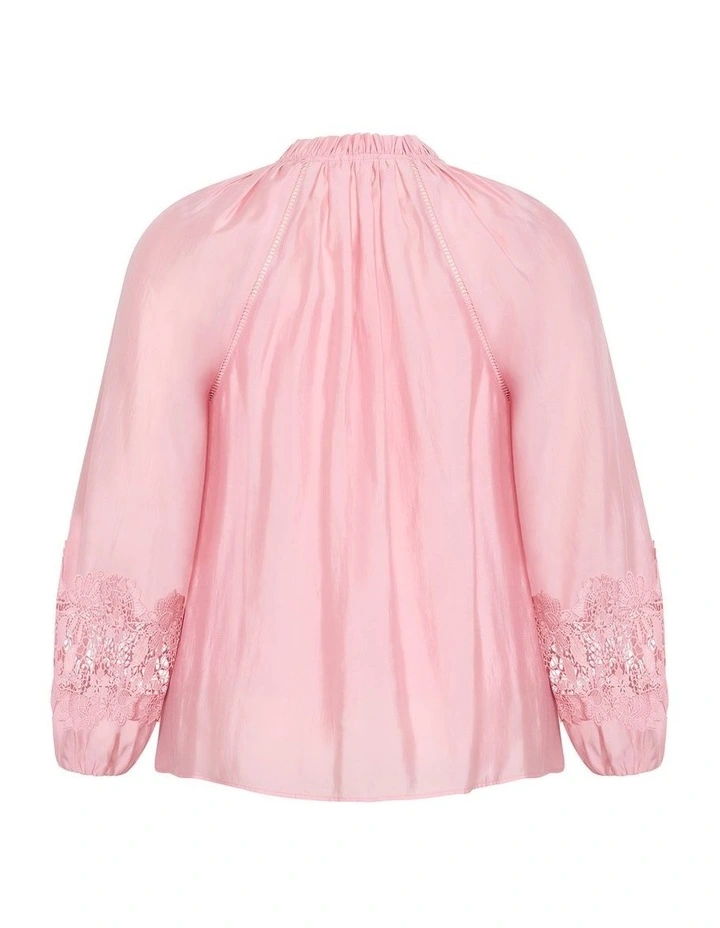 Plus Size Sofia Lace Trim Detail Shirt in Rose Quartz image 3