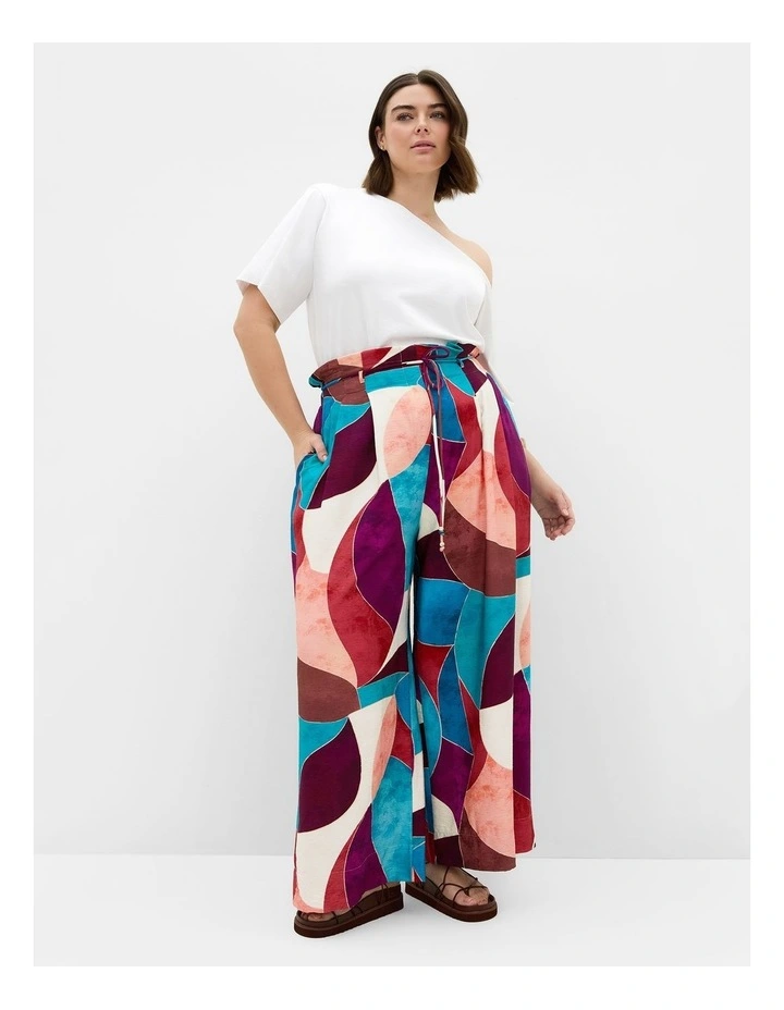 Plus Size Lexi Geometric Print Wide Leg Pant in Purple image 1