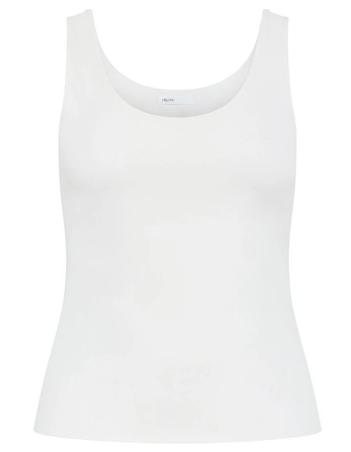 Plus Size Amelia Scoop Neck Tank in Ivory image 3